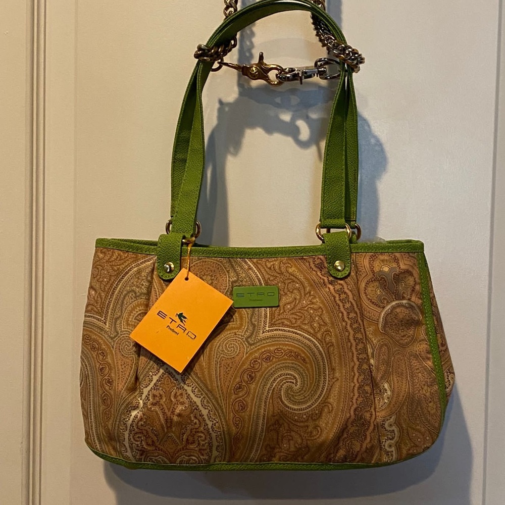 Etro Paisley Canvas and Leather Vintage Bag
